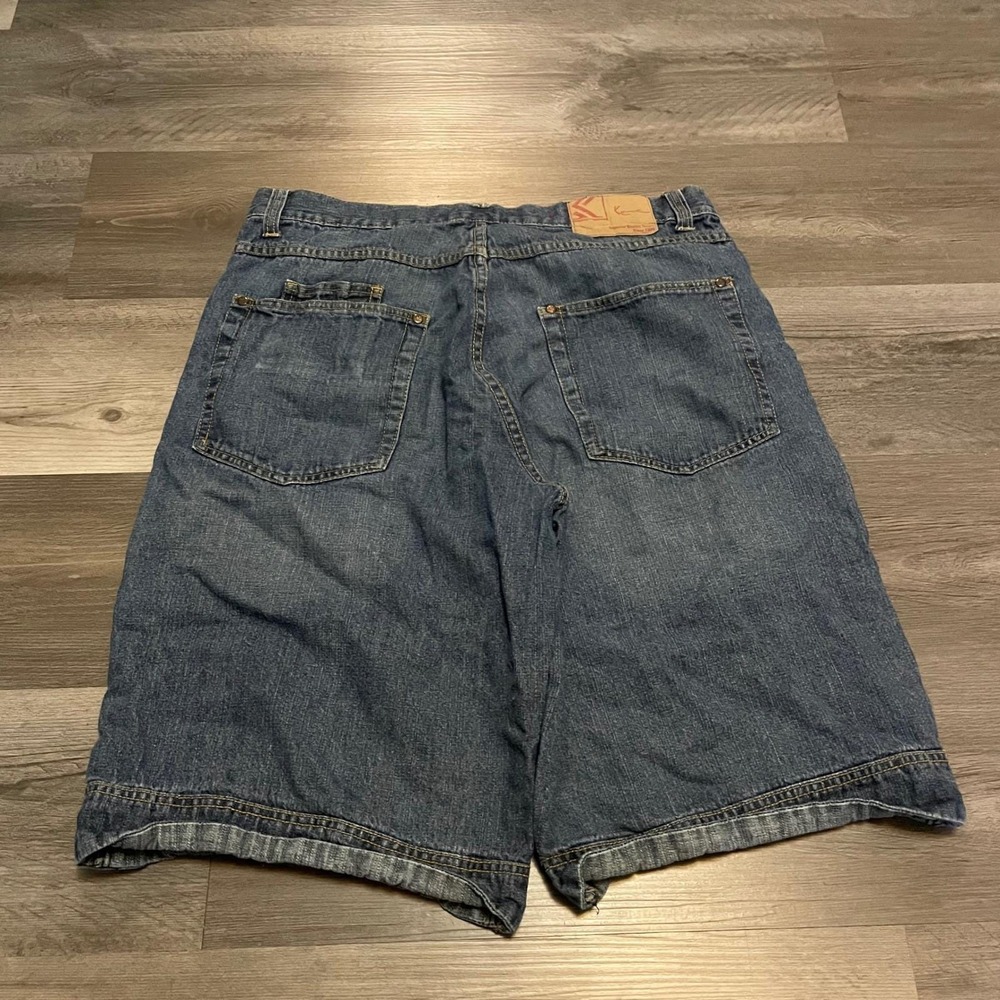 Karl Kani Mens Baggy Denim Shorts Blue Jean Y2K Hip Hop Streetwear Size 36